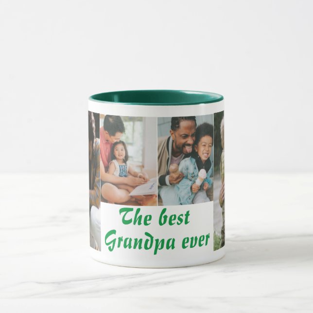 Caneca O melhor avô Ever 4 fotos verde (Centro)