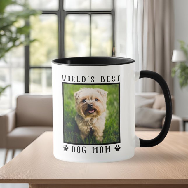 Caneca O melhor cachorro do mundo, mamãe Paw, imprime uma (World's Best Dog Mom Paw Prints Pet Photo Frame Mug)