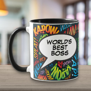 Caneca O melhor chefe do mundo em Pop de arte retrô de q