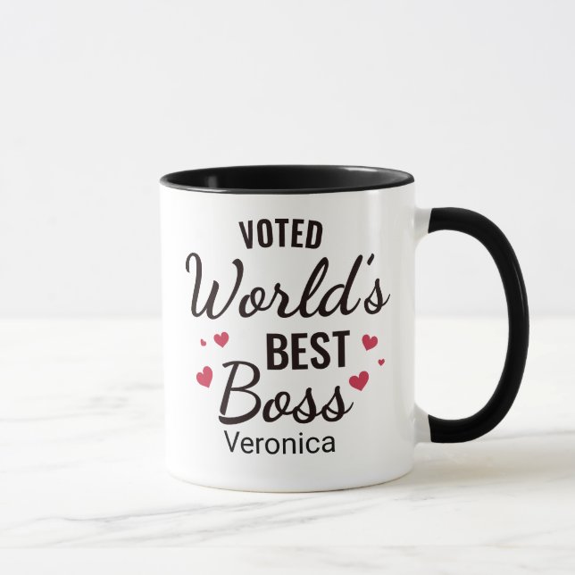 Caneca O melhor chefe do mundo votado a negro personaliza (Direita)