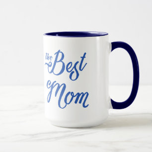 Caneca O melhor Design de texto Azul Moderno da Mãe