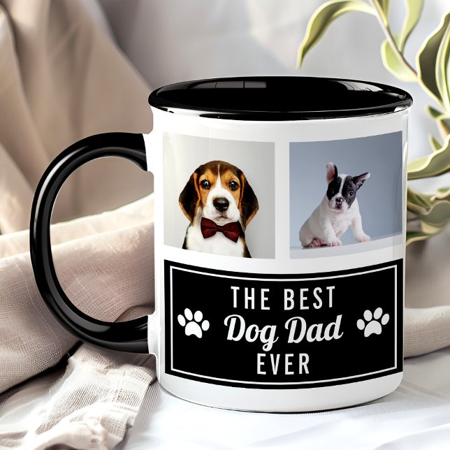 Caneca O Melhor Pai De Cachorro Alguma Vez Preto Foto De  (Criador carregado)