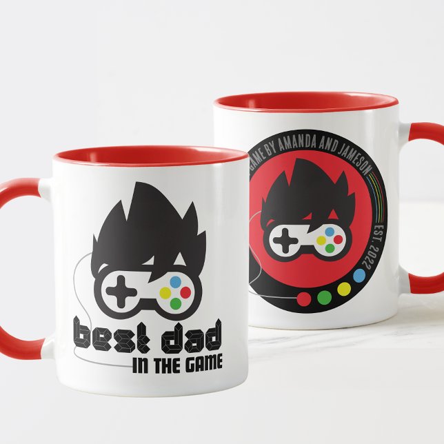 Caneca O melhor Pai do jogo personalizado (Unique Retro Inspired Best Dad in the Game Mug for Gaming Dad's. Great Birthday or Father's Day Gift)