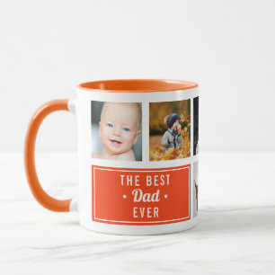 Caneca O Melhor Pai do Mundo Laranja Colagem de Fotos Per