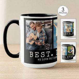 Caneca O MELHOR PAI NUNCA 3 Fotos Personalizadas