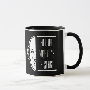 Caneca O mundo inteiro, um Palco Shakespeare, cita Thespi