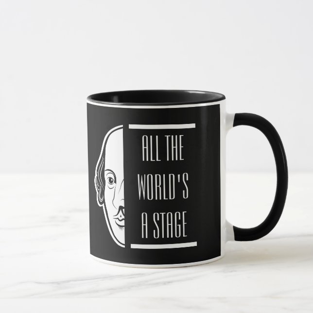 Caneca O mundo inteiro, um Palco Shakespeare, cita Thespi (Direita)