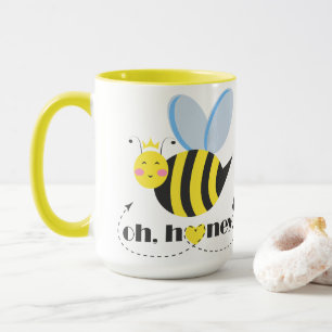Caneca Ó Namorados de mel, rainha da abelha com tiara