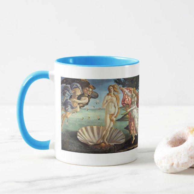 Caneca O Nascimento de Vênus por Sandro Botticelli (Com Donut)