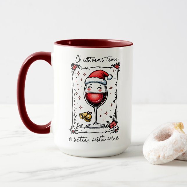 Caneca O Natal é melhor com vinho (Com Donut)
