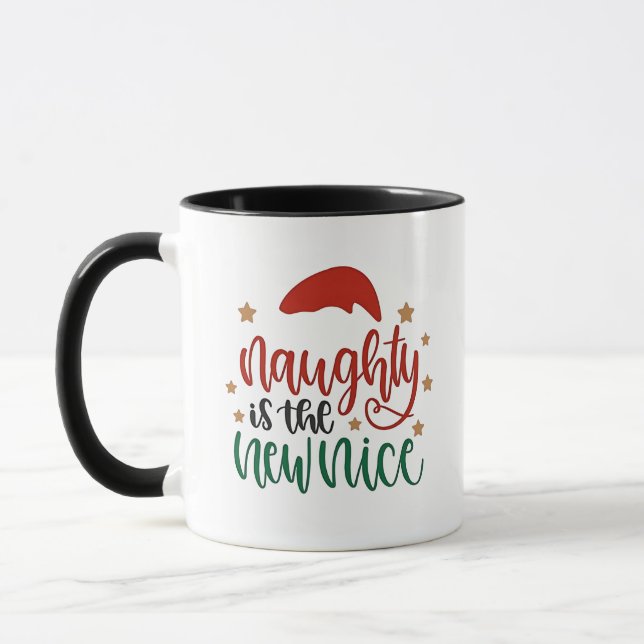 Caneca O Naughs é o novo e engraçado Papai noel de Natal (Esquerda)