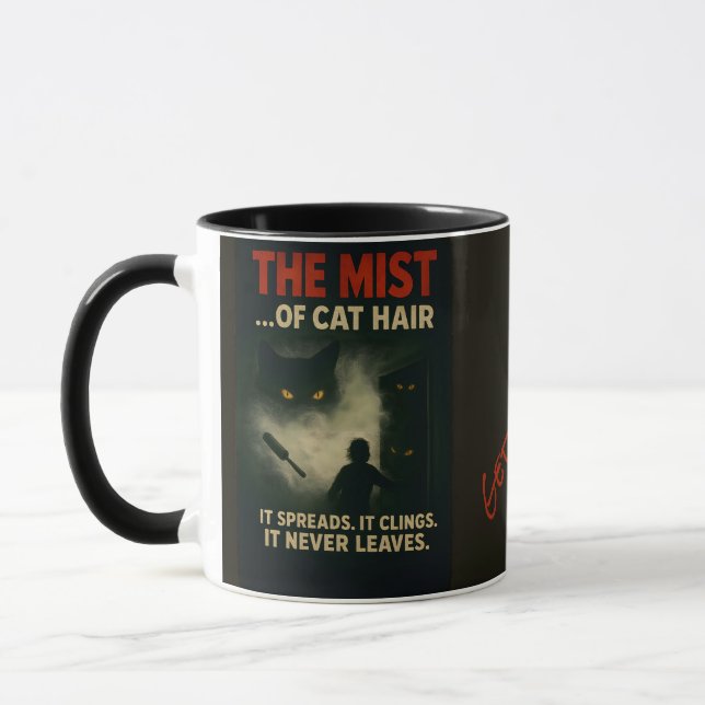 Caneca O Nevoeiro do Terror do Cabelo de Gato Paródia (Esquerda)
