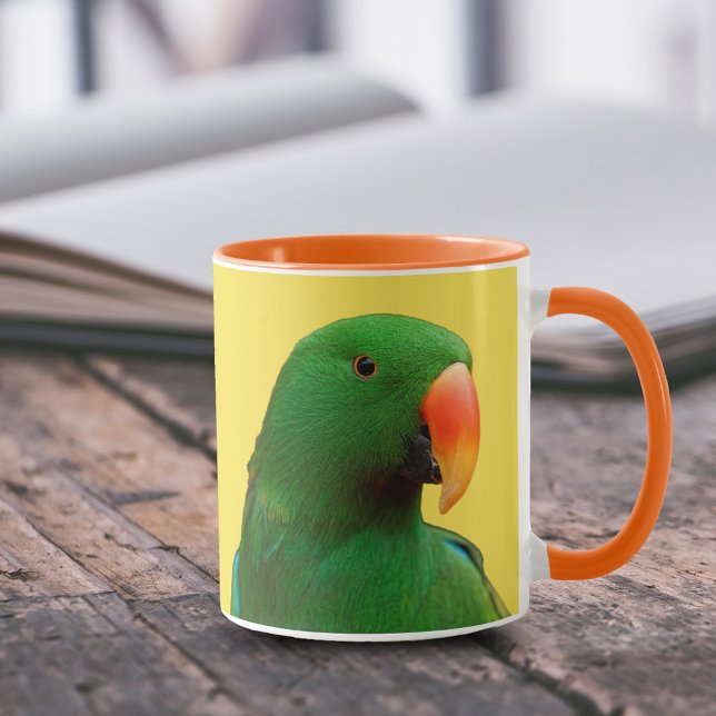 Caneca O Orador Verde Eclectus Parrot (The Green Orator Male Eclectus Parrot 11 oz Coffee Mug Cover Photo.)