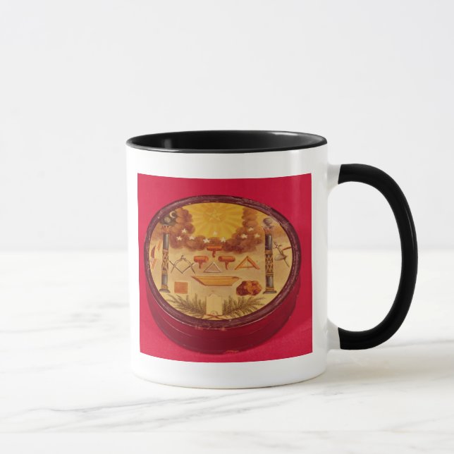 Caneca O Oval pintou a caixa, com símbolos da maçonaria (Direita)