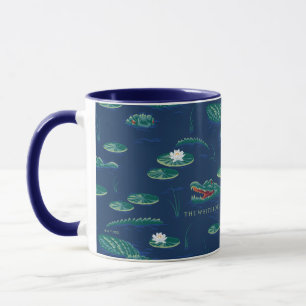 Caneca O padrão da lagoa branca de jacaré de lótus