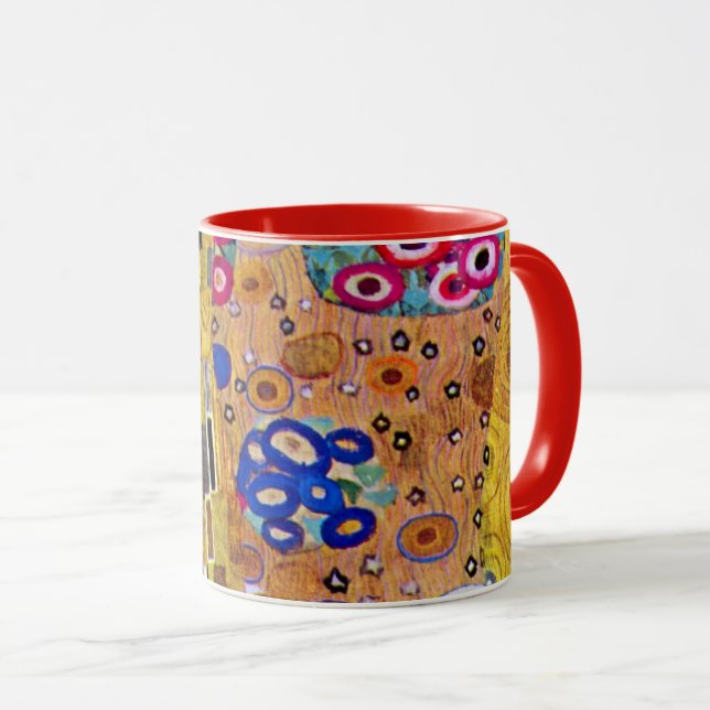 Caneca O padrão de beijo de Gustav Klimt, Art Nouveau (Frente Esquerda)