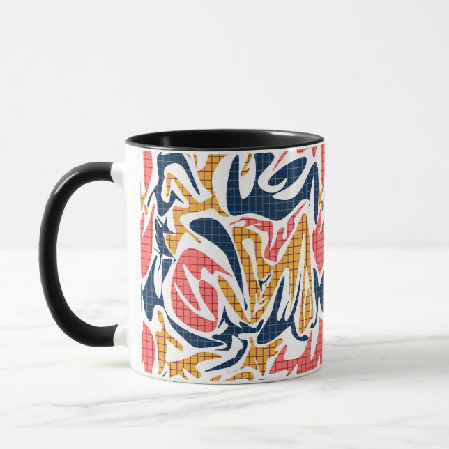Caneca O padrão moderno da escola de memphis abstrato sem (Esquerda)