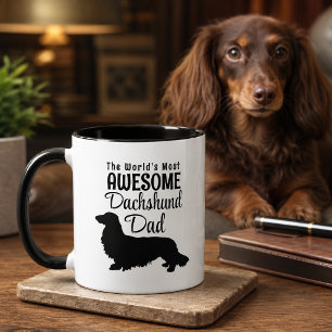 Caneca O Pai Dachshund de Cabelo Longo Mais Incrível do M
