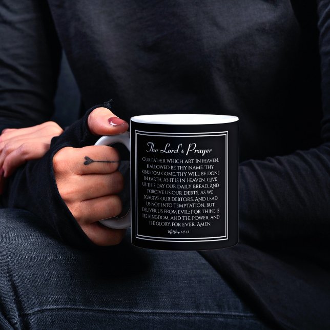 Caneca O Pai Nosso Mateus 6 Preto e Branco (Criador carregado)