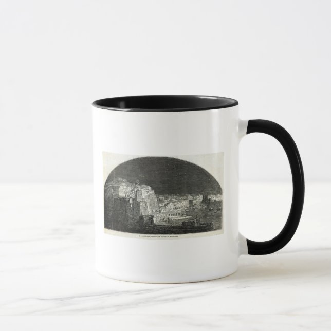 Caneca O panorama novo de Burford de Nápoles pelo luar (Direita)