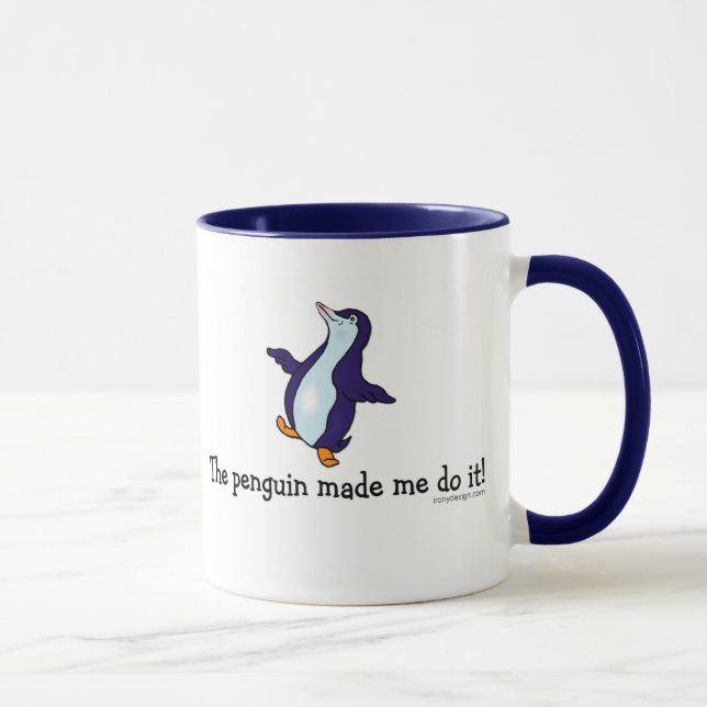 Caneca O pinguim fez-me fazê-lo! (Direita)