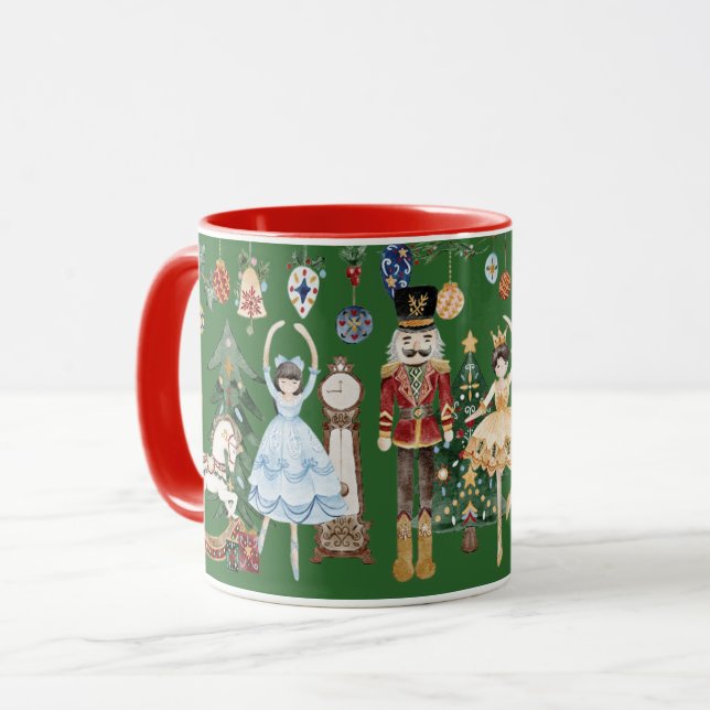 Caneca O pirata Natal vintage o vermelho verde (Frente Esquerda)