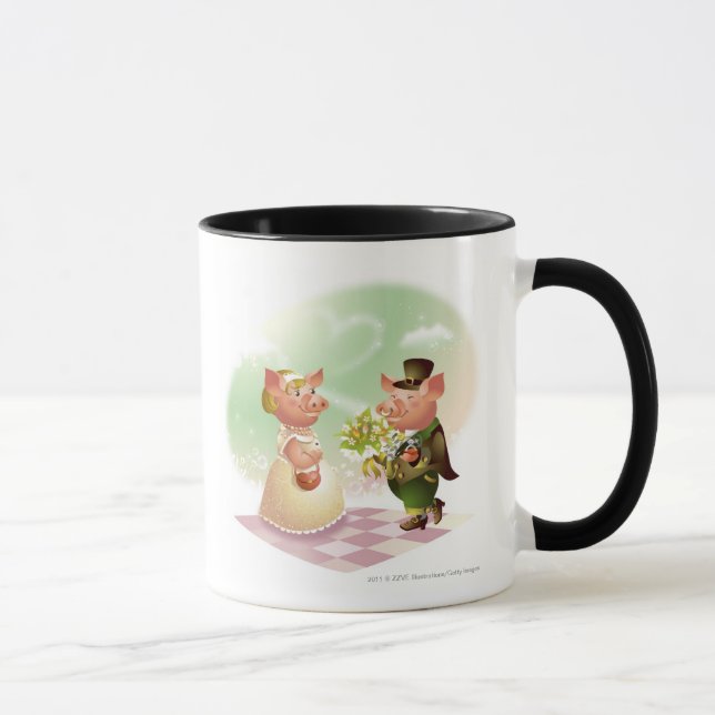 Caneca O porco masculino dá um bouqet das flores a um (Direita)