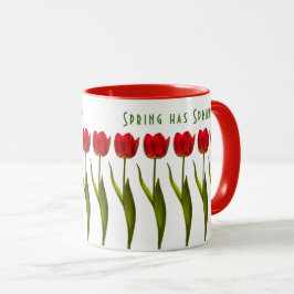 Caneca O primavera saltou! - Tulipas vermelhas -