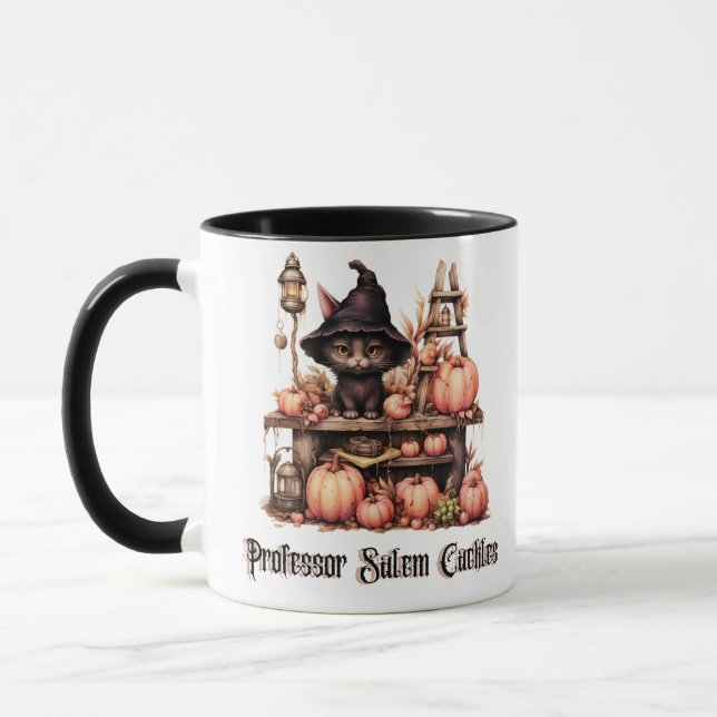 Caneca O Professor de Gato Negro Salem Cackles Halloween (Esquerda)