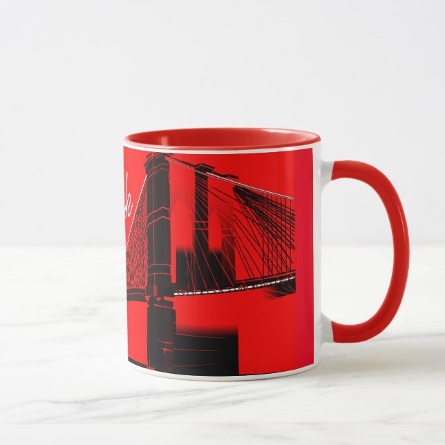 Caneca O Projeto da Ponte de Brooklyn Nova York (Direita)