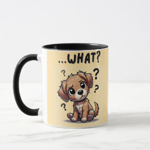 Caneca "...o quê?" Puppy com cartoon confundida