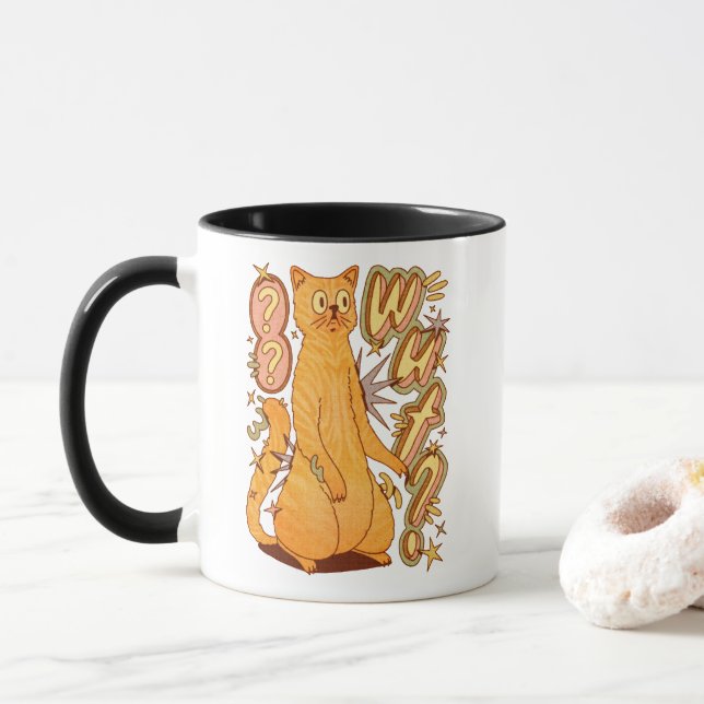 Caneca O quê? / Uma Ilustração De Gato Laranja (Com Donut)