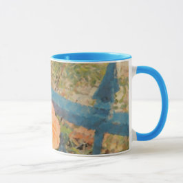 Caneca O rosa alaranjado atrás da cerca azul