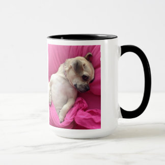 Caneca O rosa bonito do Chug do cão de filhote de