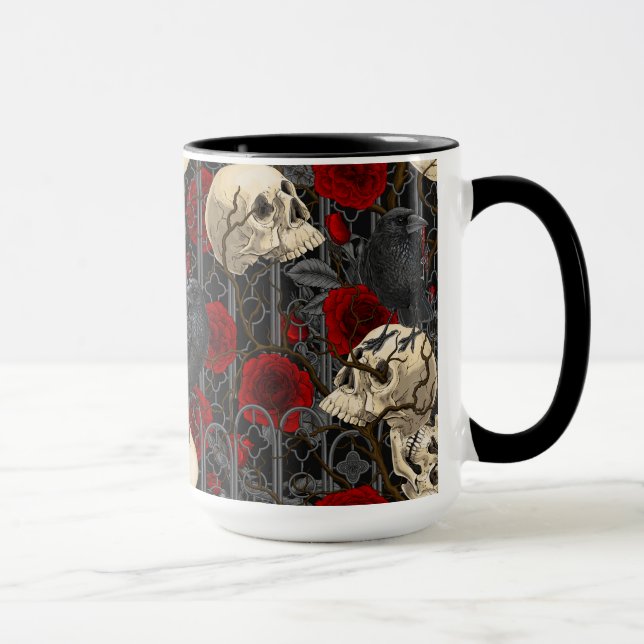 Caneca O segredo do Raven. Ilustração gótica escura e san (Direita)