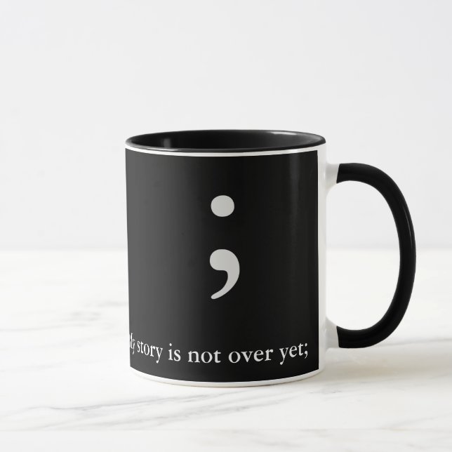 Caneca O Semicolon - preto & branco - minha história não (Direita)