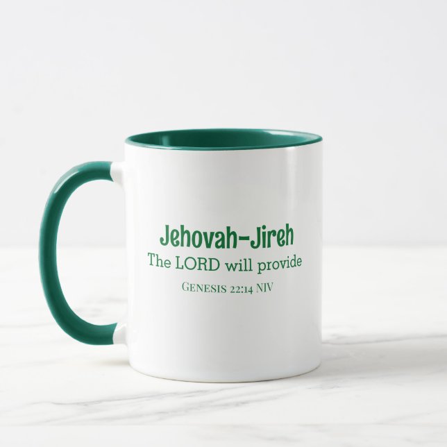 Caneca O Senhor fornecerá Bíblia Verso Verde e Branco (Esquerda)