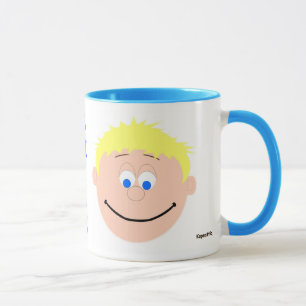 Caneca O sorriso agride o azul louro do menino Eyed