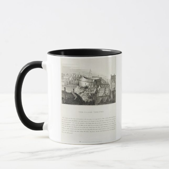 Caneca O teatro de The Globe, c.1647, publicado por (Esquerda)
