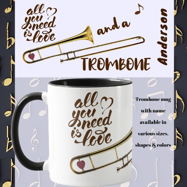 Caneca O Trombone sobe tudo que você precisa é amor (Criador carregado)