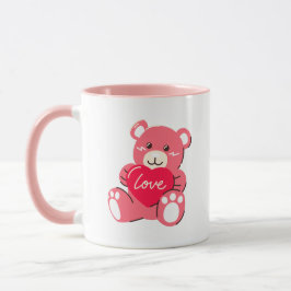 Caneca O Urso com Corações Design de Arte Moderna