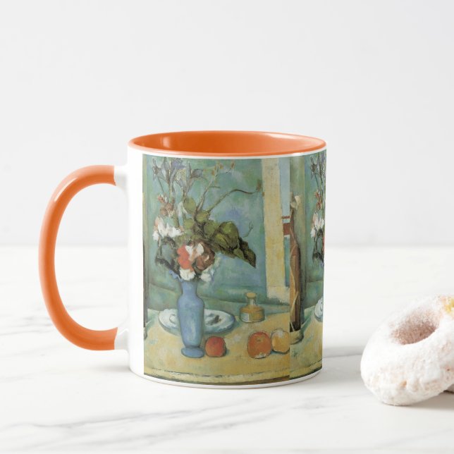 Caneca O Vaso Azul (Flores e Frutas) por Paul Cezanne (Com Donut)