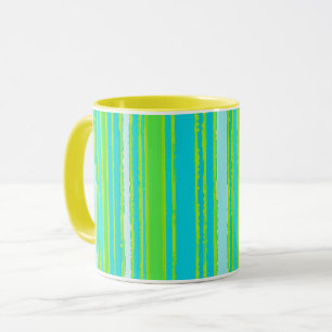 Caneca O verde limão na moda de turquesa do Aqua listra 
