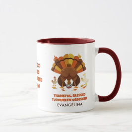 Caneca OBCECADO POR TURDUCKEN Friendsgiving de Ação de Gr