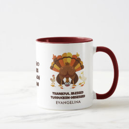 Caneca OBCECADO POR TURDUCKEN Funny Dia de Ação de Graças