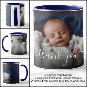 Caneca Obrigado Bebê Presente Modelo de Texto de Foto Bon