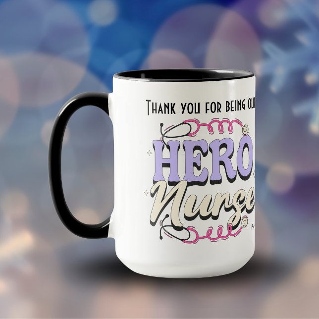 Caneca Obrigado Enfermeira Tipografia Rosa PERSONALIZAR (Personalize for the Nurse or Caregiver In your Life, )