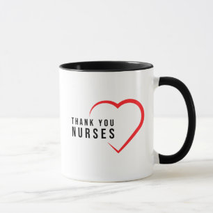 Caneca Obrigado Enfermeiras Coração Vermelha