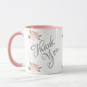Caneca Obrigado Floral Cor De Água Rosa Bonito