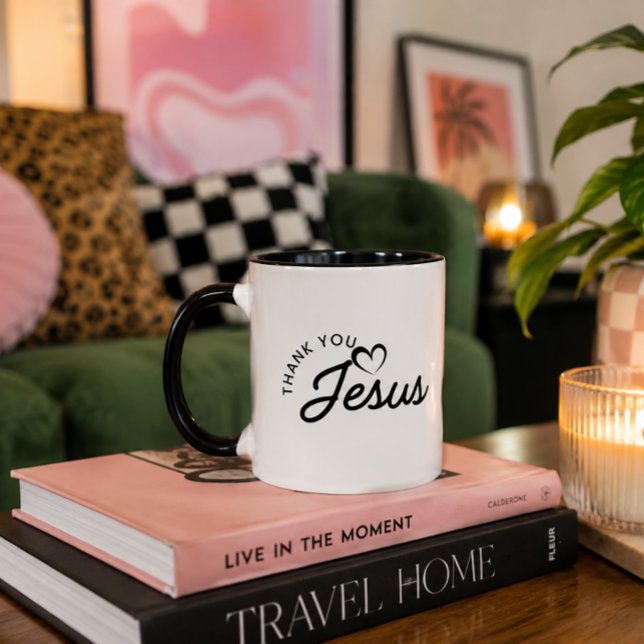 Caneca 'Obrigado Jesus' Devoção Diária Tempo de Oração Si (Criador carregado)